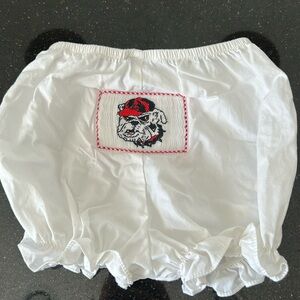 Girls Vive La Fete Smocked UGA Georgia Bulldogs diaper cover.